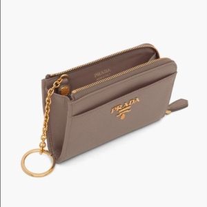 Prada Saffiano Leather Keychain Wallet, NWT and Auth Cards